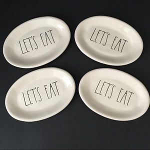 (4) Rae Dunn “Let’s Eat” Oval Dishes by Magenta New